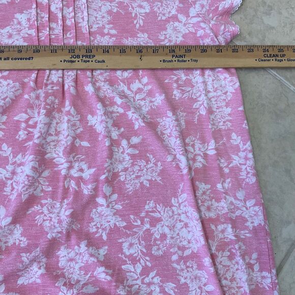 KAREN NEUBURGER Encore Floral Lounge Sleep Shirt Women’s XL pink pintuck front - Picture 6 of 8